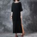 New pure linen tops plus size Lacing Knitting Dress Black Two Pieces With Suspenders