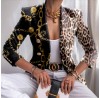 Printed blazer fitted short double-breasted top  HE1615-01-03