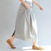 light gray casual cotton skirts plus size elastic waist maxi skirts