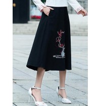 Vivid A line skirts Cotton Drops Design Runway black embroidery short skirt Summer