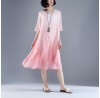 boutique summer dress bohemian style Flower Summer Fake Two-piece Retro Pink Dress