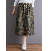 Modern elastic waist pockets cotton skirt Tutorials floral Art skirt fall