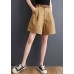 Khaki High Waist Hot Pants Sashes Summer